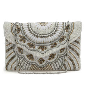 Bolso de Mensajero de diseñador indio para mujer, bolsos de hombro hechos a mano con cuentas de estilo bohemio elegante para compras nocturnas, bolso de fiesta - Product Image 6