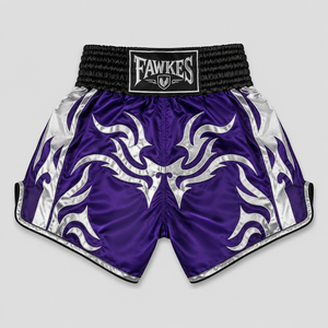 Fawkes Men's for Canvas Muay Thai <b>Shorts</b> <b>Silver</b> Solid Drawstring Closure Sporty Design Breathable Eco-Friendly Waterproof - Product Image 1