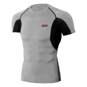 เสื้อรัดกล้ามเนื้อแขนครึ่งสำหรับผู้ชายแบบกำหนดเอง เสื้อยิมออกกำลังกายพร้อมออกแบบและโลโก้ตามสั่ง ชุดกีฬาสำหรับการฝึกซ้อม เสื้อรัดกล้ามเนื้อประสิทธิภาพสูง - Product Image 5