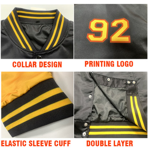 Top Trending Black Oversized Baseball Varsity Jacket for Men Winter Warm Reversible Windproof Fleece Lining Stand Collar Jacket - Product Image 6