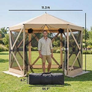 Gazebo Pop-Up Beige 3x3,3 m con Zanzariera, Tenda Istantanea Portatile per Campeggio con Reti e Borsa per il Trasporto - Product Image 3
