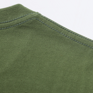 T-shirt en coton vert olive surdimensionné pour homme avec imprimé lettres sur le devant, col rond décontracté, manches courtes, jersey tricoté respirant - Product Image 4