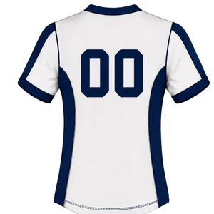 Maillot de rugby bleu marine et blanc à manches courtes, col en V, uniforme d'équipe personnalisé, respirant, pour l'entraînement, vêtements de sport athlétiques, chemise de performance - Product Image 2
