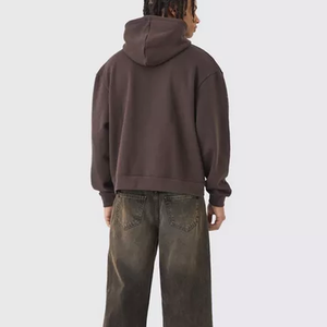 OEM Wholesale Dark <b>Brown</b> Color Pullover Men's Hoodies 100% Cotton Fabric Kangaroo Pockets Loose Fit Hoodies For Winter Use - Product Image 3