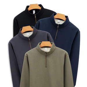 Sudadera polar con cremallera y cuello redondo para hombre, OEM, con logotipo personalizado, informal, gruesa, cálida, con cuello alto y manga larga. - Product Image 1