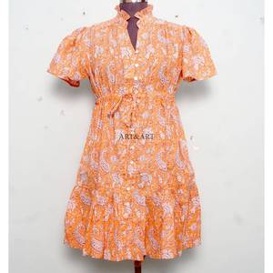 Beautiful Floral Print Short Midi <b>Dress</b> for Women Bohemian Summer Casual Beach Vacation Outfit Trendy Party Wear Natural Button - Product Image 1