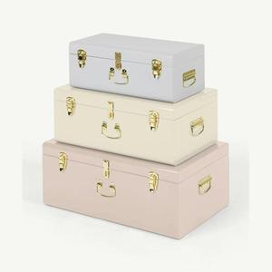 Juego de Cajas de Almacenamiento Modernas de Color Gris Metálico con Detalles, Apilables, Rectangulares, con Tapa, para Organización del Hogar - Product Image 4