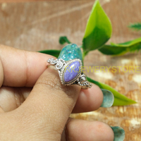 Bague pour femme en argent sterling 925 avec charoïte violette naturelle, forme marquise, faite à la main, style bohème vintage, filigrane, bijoux en gros