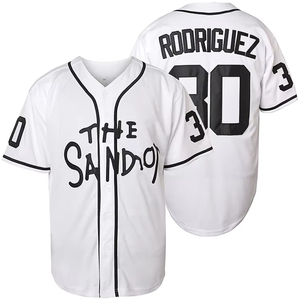 Maillot de baseball personnalisé pour hommes, col en v, boutonné, en polyester respirant, nom brodé, numéro 30, uniforme d'équipe Rodriguez - Product Image 2