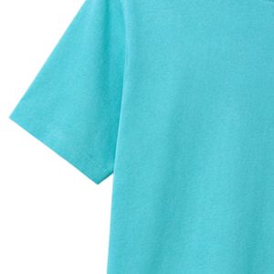 เสื้อยืดโอเวอร์ไซส์สีฟ้าเทอร์ควอยซ์สำหรับผู้ชาย แขนสั้น ผ้าฝ้าย คอกลม พิมพ์ลายกราฟิกที่อก สไตล์ลำลอง สตรีทแวร์ ทรงหลวม แฟชั่น - Product Image 5