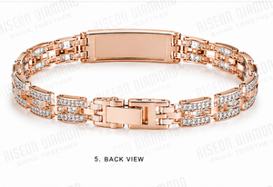 Premium 18K Rose Gold Diamond Bracelet Unisex Luxury Fine Jewelry Paved Central Plate Link Chain Gift For <b>Men</b> And Women - Product Image 6