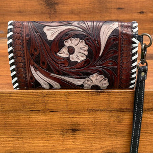 Étui de téléphone d'embrayage à motifs occidentaux usinés à la main Collection élégante de portefeuilles à usages multiples en cuir occidental - Product Image 5