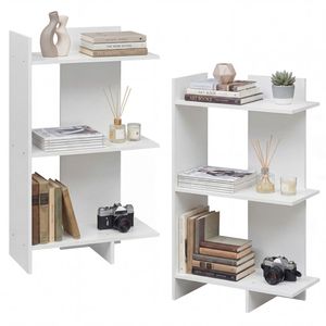 Étagère à livres en bois blanc à 3 niveaux, panneaux en bois d'ingénierie, capacité de 66 lb par étagère, kit anti-renversement inclus - Product Image 4