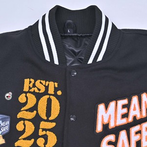 Mean Safe <b>Men's</b> PU <b>Leather</b> Varsity <b>Jacket</b> Embroidered Lettering Streetwear Winter Turn-down Collar Regular Fit Quick Dry - Product Image 4