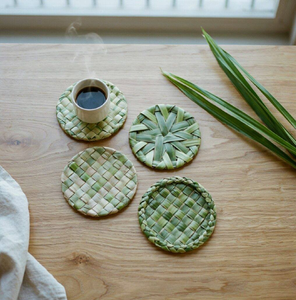Thick rustic woven seagrass square <b>coasters</b> <b>for</b> coffee tables and <b>drink</b> protection, available at wholesale prices. - Product Image 5