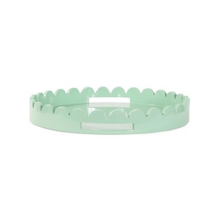 Bandeja de servir redonda de madera verde de diseño elegante con acabado sofisticado para tocador, hogar, cocina, hotel y uso decorativo, procedente de la India. - Product Image 1