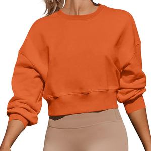 Personnalisé décontracté entraînement Crop sweat-shirt confortable à manches longues hauts pullover lâche poids lourd goutte épaule avant respirant - Product Image 1