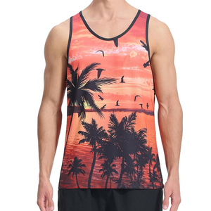 Custom Logo <b>Men's</b> Performance Tank Tops Fade Print Breathable Athletic Wear <b>Singlet</b> Wholesale Sports Clothing Factory Tank Tops - Product Image 3