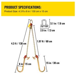Cadena de Transporte Tipo V Grado 80 de 5/16 pulg. x 2 pies con Ganchos TJ, Resistencia a la Rotura de 9260 Libras - Product Image 2