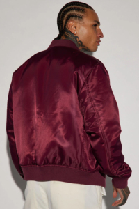 Veste bomber en satin de haute qualité, veste de sport varsity pour homme, tissu satiné, boutons sur le devant, veste letterman brodée pour homme - Product Image 6