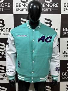 Chaquetas Varsity de Alta Calidad Personalizadas con Cuerpo de Lana y Mangas de Cuero, Chaquetas de Béisbol con Logotipo Bordado en Chenille - Product Image 6