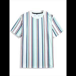 Camiseta Casual de Verano para Hombre, Estilo Urbano, Colores Personalizables, Rayas de Calidad Superior, Letras Bordadas - Product Image 1