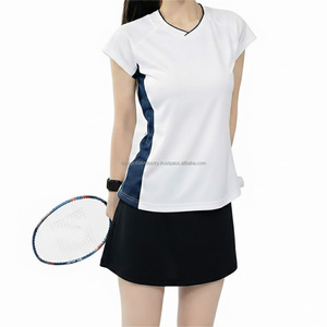 Uniforme de Bádminton para Mujer, Cuello en V, Manga Corta, Secado Rápido, Transpirable, Personalizado, OEM, Venta al Por Mayor - Product Image 1