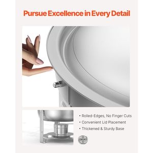 Set da 2 Chafing Dish in Acciaio Inox da 5 Qt, Set Completo per Buffet, Scaldavivande per Catering con Coperchio in Vetro per Feste e Decorazioni da Tavola - Product Image 4