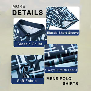 Chemise de golf pour homme en jersey et élasthanne à manches courtes, motif imprimé, séchage rapide, respirante, anti-plis, personnalisable OEM, broderie sur mesure - Product Image 5