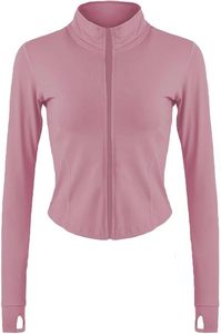 Camiseta de yoga azul de manga larga con media cremallera para mujer, ajuste ceñido, transpirable, de poliéster, ropa deportiva, diseño sin costuras, color liso, cuello alto - Product Image 1
