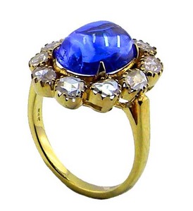 Bijoux en or 14 carats pour mariage, Tanzanite, diamant, pierres précieuses, bague de luxe pour femmes - Product Image 1