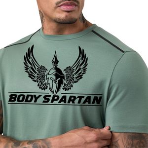 Mens Sage Green Performance T Shirt Short Sleeve Athletic Workout Tee Breathable Running Fitness Gym Training Sportswear Top - Product Image 6