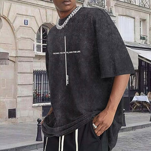 Camisetas para Hombre con Diseño Religioso de Dios y Fe, Versículo de la Cruz, Estampado Gráfico Oversize, Lavado Ácido y Vintage, Estilo Streetwear Espiritual - Product Image 3