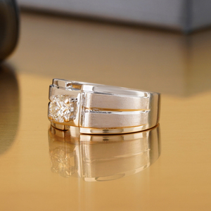 Men's <b>Fine</b> Jewelry Round Cut Lab Grown Diamond Solitaire <b>Ring</b> in 14K Gold VVS-VS DEF Wedding Band Prong Setting Rhodium Plating - Product Image 3
