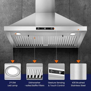 Cappa aspirante da parete Duc da 30 pollici con 700 CFM, in acciaio inossidabile, per cucina, con controllo touch e sensore di movimento - Product Image 6