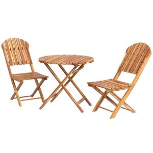 3PC legno naturale finitura bistrot Set pieghevole balcone mobili per esterni Patio ponte per il tempo libero Set di mobili da giardino - Product Image 1