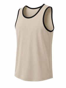 Débardeur Homme Col Rond Sans Manches Beige Tricoté Couleur Unie Polyester Séchage Rapide Respirant Coupe Sportive Décontractée 160g – Meilleure Vente - Product Image 4