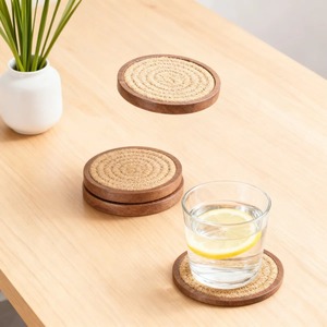 Natural Wooden <b>Coaster</b> <b>Set</b> Rustic Beverage <b>Coasters</b> for Home Bar and Dining Table - Product Image 4