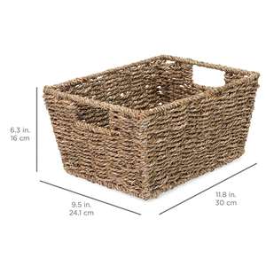 Best Price Handwoven Eco-Friendly Rustic Seagrass Multifunction <b>Storage</b> <b>Basket</b> <b>Rectangular</b> Organizer Bin Living Room Bathroom - Product Image 2