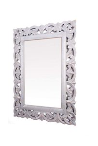 Distressed Grey Wooden Handmade LED <b>Wall</b> <b>Mirror</b> <b>Rectangular</b> Decorative Carved French Country Style for Home Entryway Bedroom - Product Image 2