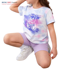 Conjunto de Camiseta de algodón colorido para niños con logotipo personalizado Ropa cómoda para niños y niñas - Product Image 5