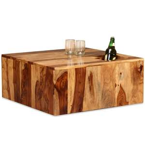 Petite table basse unique en bois d'acacia massif avec des graines de bois naturelles - Product Image 2
