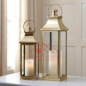 Ramadan Antique Gold Hanging Lantern for Table Top Living Room Decorations Antique Gold Moroccan <b>Candle</b> Lantern - Product Image 4