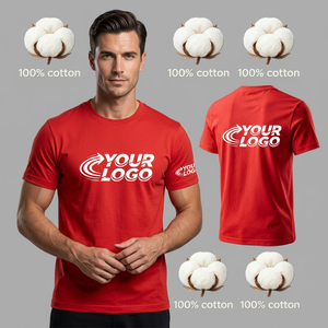 T-shirt homme rouge 100% coton, manches courtes, avec impression de logo personnalisé, col rond, coupe classique, tissu tricoté, fabriqué au Bangladesh - Product Image 3