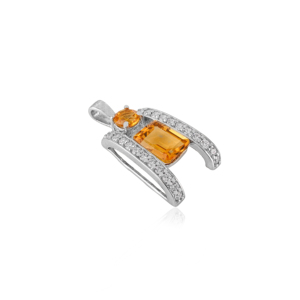 Colgante de Plata de Ley 925 con Citrino Genuino, Estilo Retro, Doble Capa, Pequeño, Hecho a Mano, Joyería Fina - Product Image 3