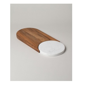 Planche à découper artisanale en marbre et bois, surface de découpe durable pour légumes, fruits, pain, viande, fromage - Product Image 5