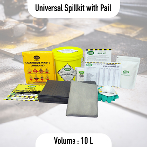 Kit Universal para Derrames de 10L con Cubeta |   Kit de Control de Derrames Industriales Pequeño para Aceite, Agua y Productos Químicos Absorbentes - Product Image 2
