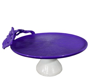 Qualité supérieure pour servir le support de gâteau support de gâteau en métal fait à la main avec revêtement en poudre d'or finition forme ronde bordure en cristal - Product Image 1