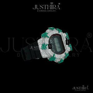 Reloj G-Shock de Lujo con Diamantes, Correa Negra con Acabado Plateado Premium, Resistente al Agua, Regalo de Boda o Compromiso Unisex - Product Image 3