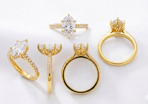 Anillo de eternidad con diamante ovalado de laboratorio alargado de 1.5 CT, chapado en oro de 9K, F VS1, con engaste de púas certificado - Product Image 2